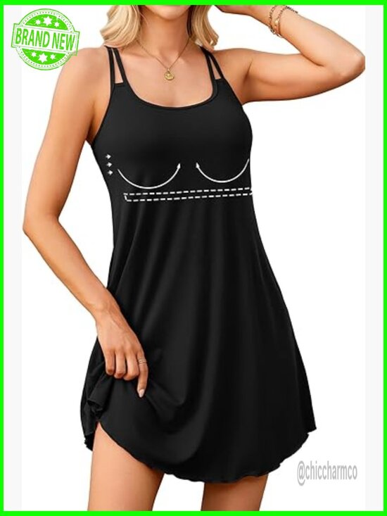 Dresses & Skirts - Scoop Neck Sundress with Built-in Bra and Pockets